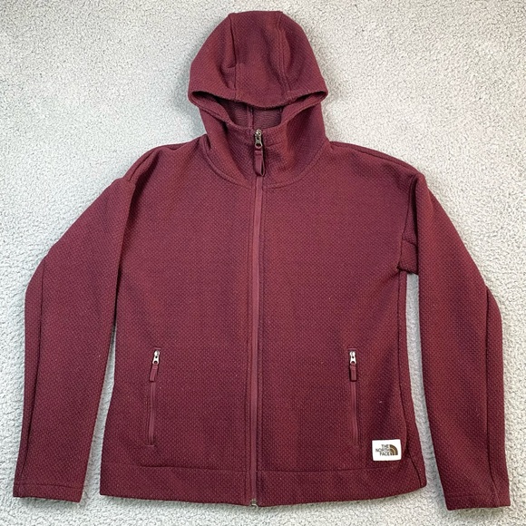 The North Face Red Fleece Full Zip Hoodie Sweater Women’s Size S Small - Picture 1 of 10